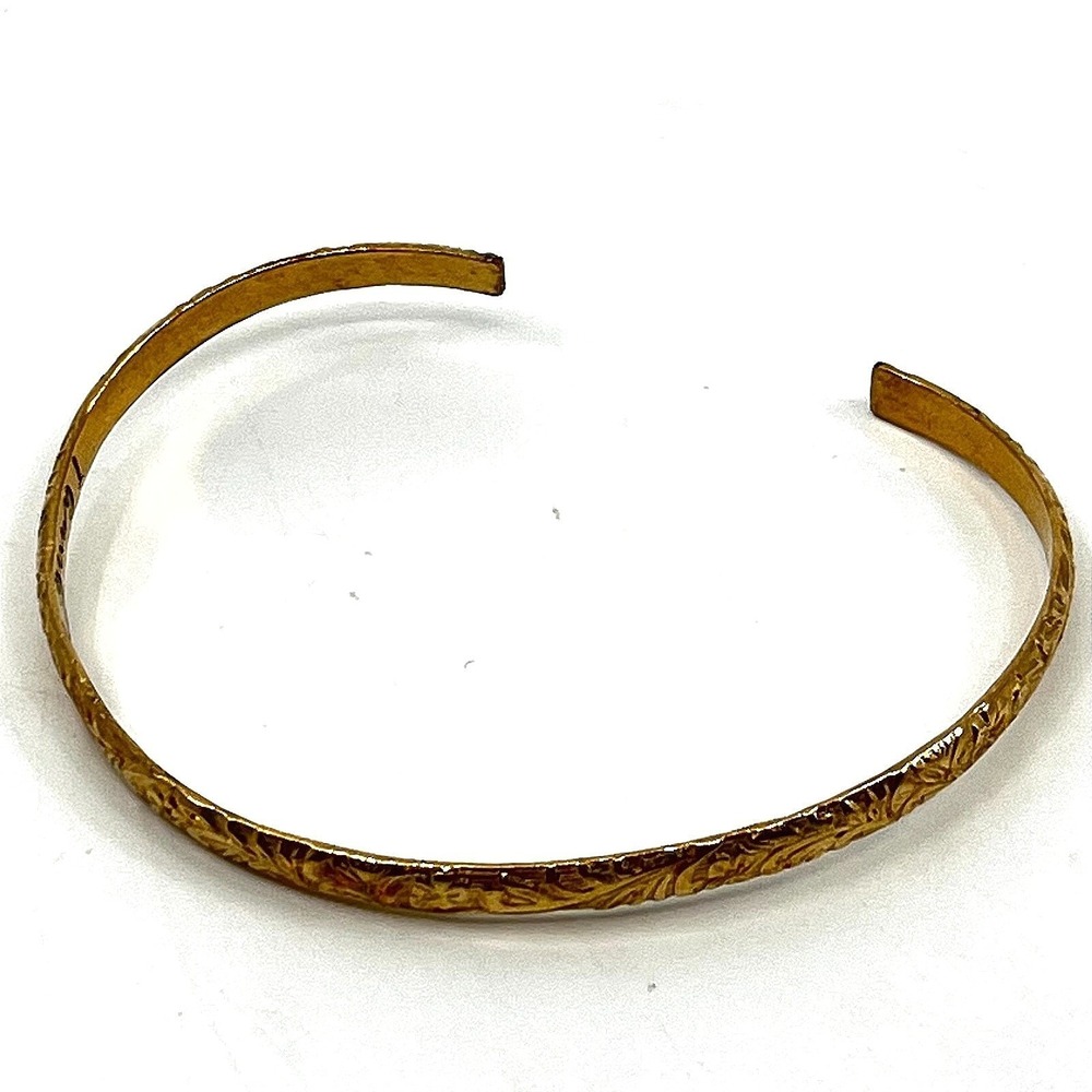 Vintage Gold Tone Engraved Cuff Bracelet Secret Message Mother Of Groom Boho 6"